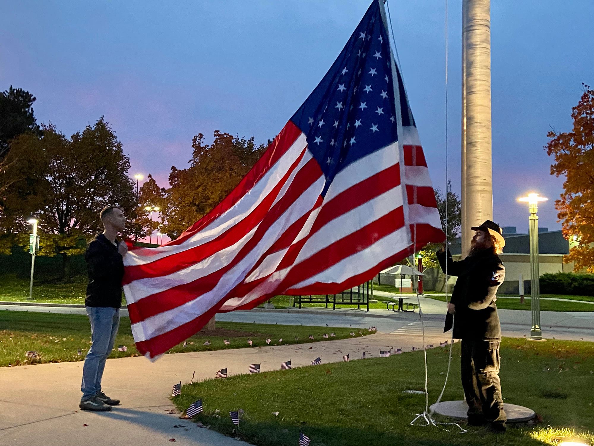 Veteran flag raising