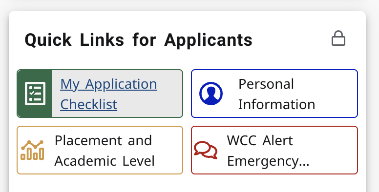 my application checklist button
